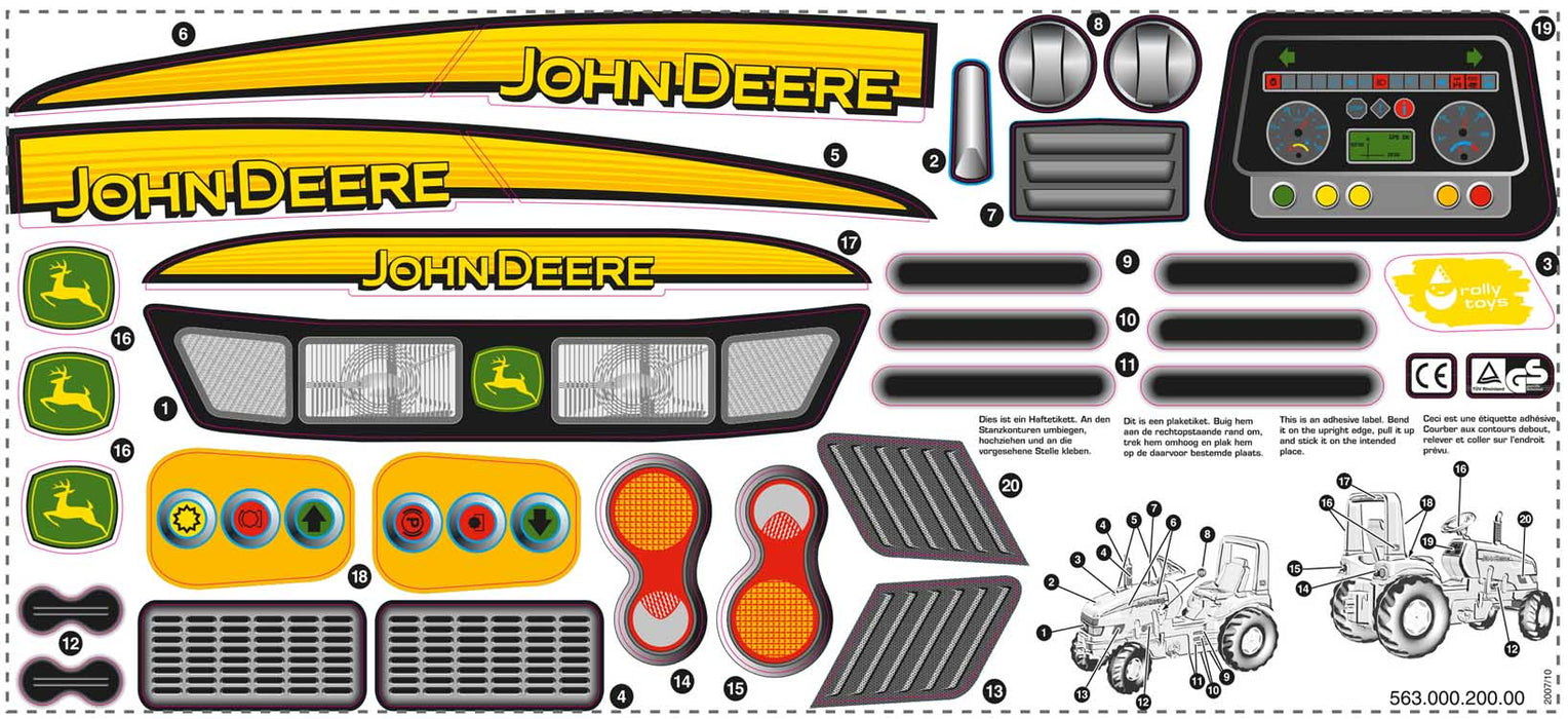 Rolly Toys - Aufkleber Minitrac John Deere